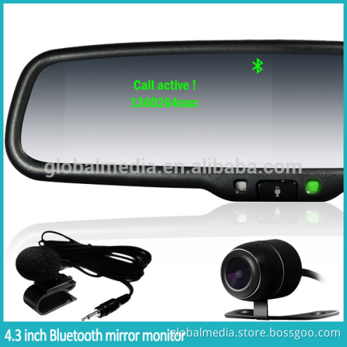 new design 4.3 inch high brightness rearview mirror monitor with built-in Bluetooth speaker with special brackets for every car